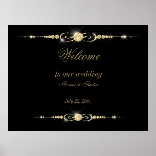 Diamonds Gold and Glitzer Wedding Poster (Vorne)