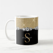 Diamonds Gold Black Elegany Shiny Monogram Custom Kaffeetasse (Links)