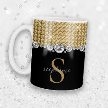 Diamonds Gold Black Elegany Shiny Monogram Custom