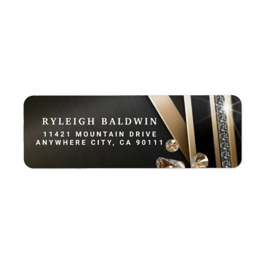 Diamonds Gold Decorated Return Address Label (Vorne)