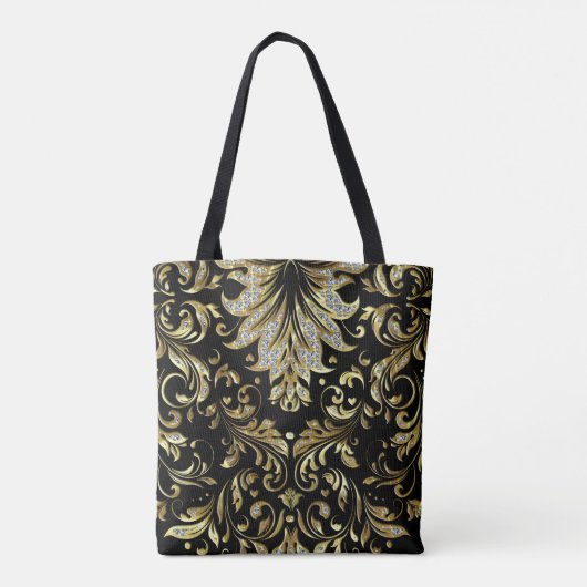 Diamonds & Gold Floral Design Tasche (Rückseite)