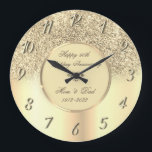 Diamonds Gold Glitzer 50 Hochzeitstag Große Wanduhr<br><div class="desc">Elegant gold diamonds wedding anniversary clock.</div>
