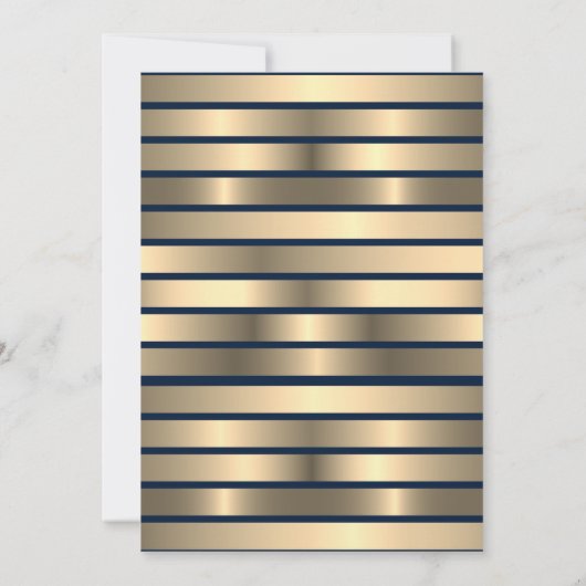 Diamonds Gold Grad Cap Blue Striping Abschluss Einladung (Rückseite)