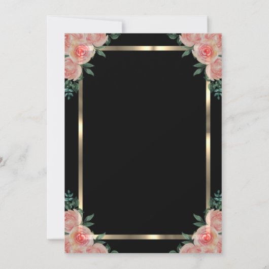 Diamonds Gold Graduation Cap Floral Abschluss Einladung (Rückseite)