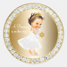 Diamonds Gold Princess Baby Dusche Gefallen Runder Aufkleber