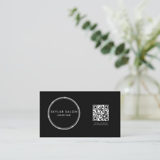 Diamonds Hair Salon Hair Extensions QR Code Visitenkarte (Stehend Vorderseite)