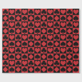 Diamonds, Hearts, Clubs, Spades Black Red bkgd Geschenkpapier (Flach)