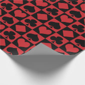 Diamonds, Hearts, Clubs, Spades Black Red bkgd Geschenkpapier (Ecke)