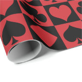 Diamonds, Hearts, Clubs, Spades Black Red bkgd Geschenkpapier (Rolleneckpunkt)
