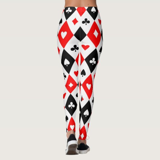 Diamonds Hearts Spades Clubs Playing Cards Muster Leggings (Rückseite)