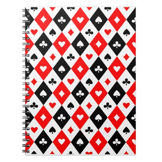 Diamonds Hearts Spades Clubs Playing Cards Muster Notizblock (Vorderseite)