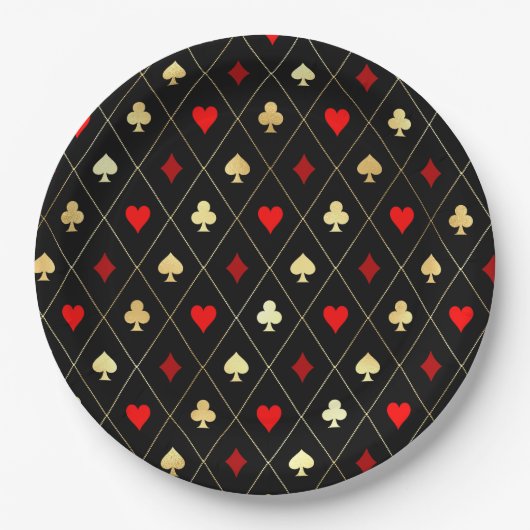 Diamonds Hearts Spades Clubs Playing Cards Muster Pappteller (Vorderseite)
