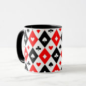 Diamonds Hearts Spades Clubs Playing Cards Muster Tasse (Vorderseite Links)