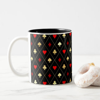 Diamonds Hearts Spades Clubs Playing Cards Muster Zweifarbige Tasse