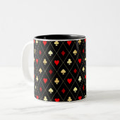 Diamonds Hearts Spades Clubs Playing Cards Muster Zweifarbige Tasse (Vorderseite Links)