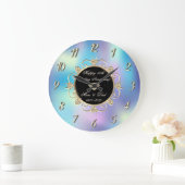 Diamonds Holographic 50. Wedding Anniversary Große Wanduhr (Zuhause)