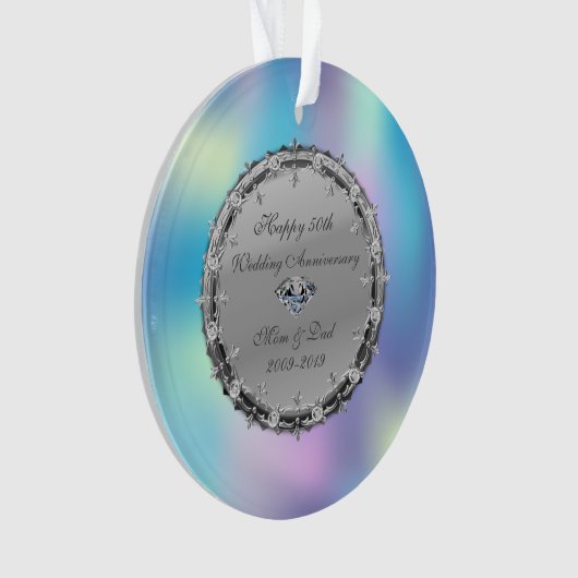 Diamonds Holographic 50. Wedding Anniversary Ornament (Vorderseite)