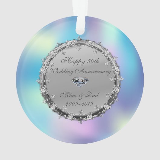 Diamonds Holographic 50. Wedding Anniversary Ornament (Rückseite)