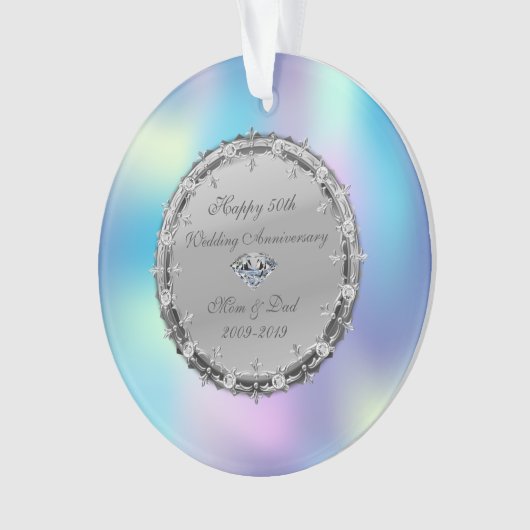 Diamonds Holographic 50. Wedding Anniversary Ornament (Vorderseite)