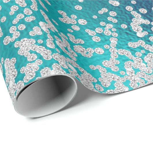 Diamonds Imitats Glitzer Bling Robin's Ei Aquamari Geschenkpapier (Rolleneckpunkt)