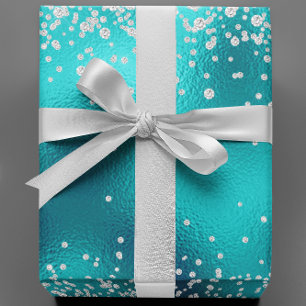 Diamonds Imitats Glitzer Bling Robin's Ei Aquamari Geschenkpapier