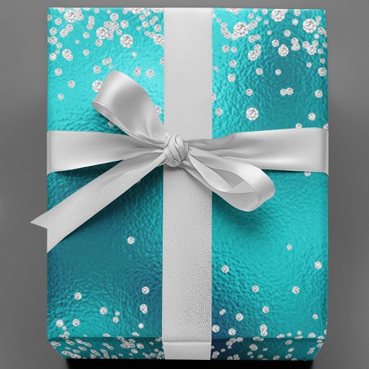 Diamonds Imitats Glitzer Bling Robin's Ei Aquamari Geschenkpapier