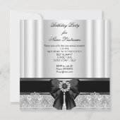 Diamonds Lace Image Birthday Party Schwarz-weiß Einladung (Rückseite)