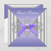 Diamonds Lavender Sweet 16 Geburtstagsparty Einladung (Vorne/Hinten)