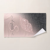 Diamonds Lips Glitzer Ombre Rose Gold Badhandtuch Set (Handtuch)