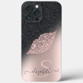 Diamonds Lips Glitzer Ombre Rose Gold Case-Mate iPhone Hülle (Rückseite)