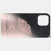 Diamonds Lips Glitzer Ombre Rose Gold Case-Mate iPhone Hülle (Rückseite (Horizontal))