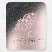 Diamonds Lips Glitzer Ombre Rose Gold Mousepad (Vorne)