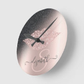 Diamonds Lips Glitzer Ombre Rose Gold Runde Wanduhr (Winkel)
