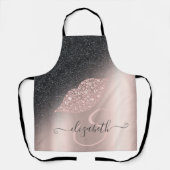 Diamonds Lips Glitzer Ombre Rose Gold Schürze (Vorderseite)