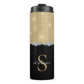 Diamonds Monogram Gold Black Luxury Anspruchsvoll Thermosbecher (Vorderseite)