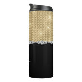 Diamonds Monogram Gold Black Luxury Anspruchsvoll Thermosbecher (Nach rechts gedreht)