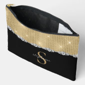 Diamonds Monogram Gold Black Luxury Anspruchsvoll Zubehörtasche (Offen)