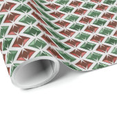 Diamonds Pattern Saisonrotes Grün Geschenkpapier (Rolleneckpunkt)