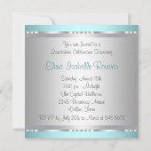 Diamonds Pearls Aquamarin Blue Quinceanera Einladu Einladung (Rückseite)