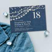 Diamonds Pearls Denim Elegant Classy 18. Geburtsta Einladung