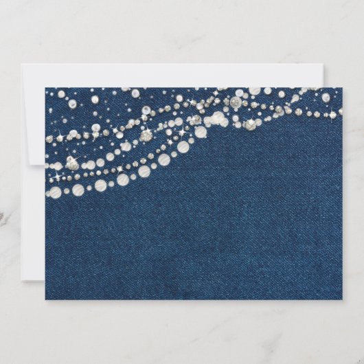 Diamonds Pearls Denim Elegant Klasse Chic Sweet 16 Einladung (Rückseite)