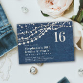 Diamonds Pearls Denim Elegant Klasse Chic Sweet 16 Einladung