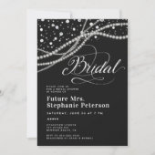 Diamonds Pearls Future Mrs Black Brautparty Einladung (Vorderseite)