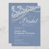 Diamonds Pearls Lace Etwas Blue Brautparty Einladung (Vorne/Hinten)