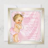 Diamonds Pearls Pink Gold Girly Baby Dusche Einladung (Rückseite)