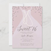 Diamonds Pearls Princess Dress Pink Sweet 16 Party Einladung (Vorderseite)
