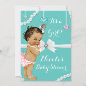 Diamonds & Pearls Vintag Baby Girl Dusche Einladung (Rückseite)