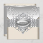 Diamonds Pearls White Quinceanera Einladungen (Vorne/Hinten)