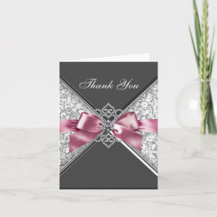 Diamonds Pink Black Damask Danke an Ihre Karten
