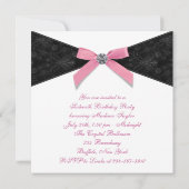 Diamonds Pink Black Damask Sweet 16 Geburtstagspar Einladung (Rückseite)